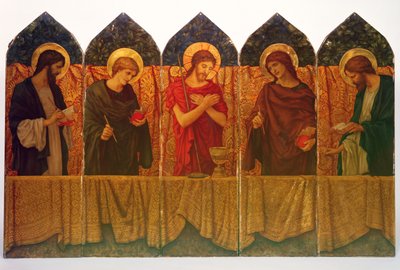 Christ and Four Saints, Altar Panel Designed by Burne-Jones by Thomas Matthews Rooke